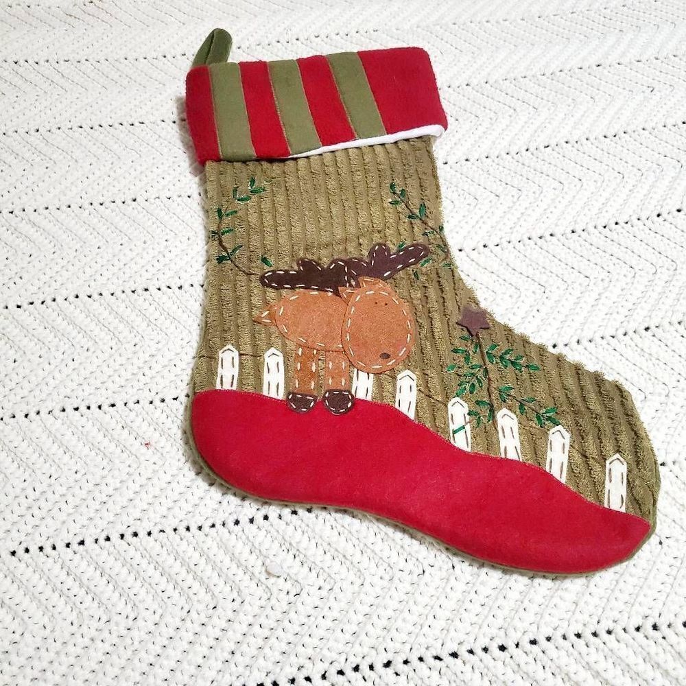 "Patched" Reindeer Christmas Stocking